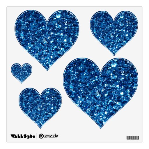 Blue Glitter Hearts Wall Decal | Zazzle