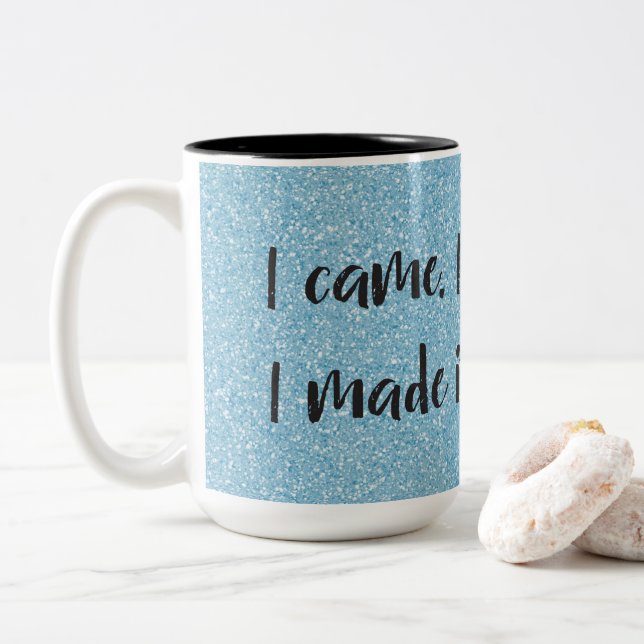 Blue Glitter I Made It Awkward Coffee Mug (With Donut)