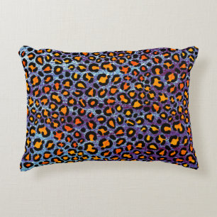 Blue Glitter Leopard Pattern Girly Cheetah Print Accent Pillow