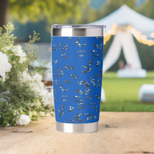 Blue Glitter Leopard Print Insulated Tumbler