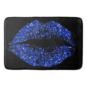 Blue Glitter Lips #2 Bathroom Mat