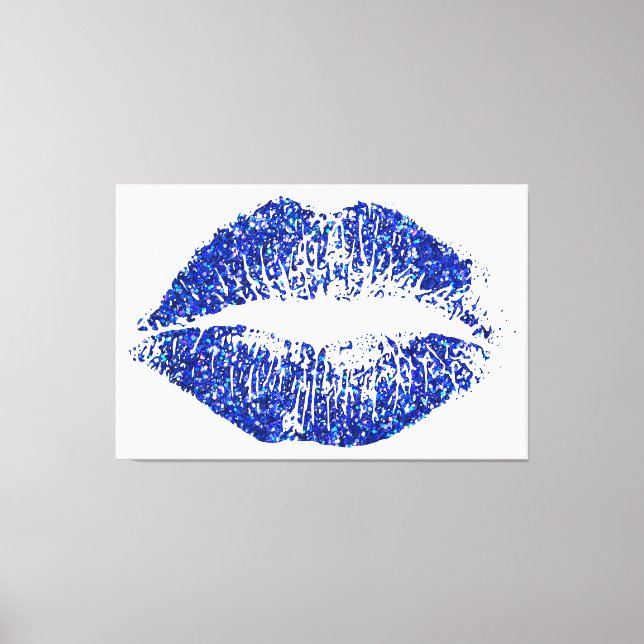Blue Glitter Lips #2 Canvas Print (Front)