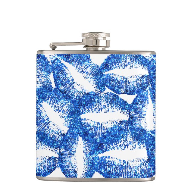 Blue Glitter Lips #2 Flask (Front)