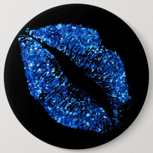 Blue Glitter Lips #2 Pinback Button