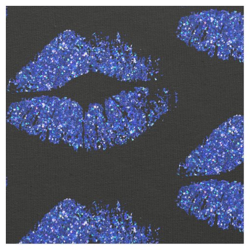 Blue Glitter Lips #4 Fabric