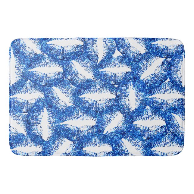 Blue Glitter Lips Bathroom Mat (Front)