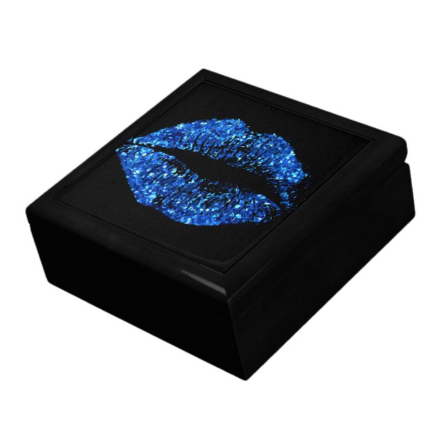 Blue Glitter Lips Jewelry Box (Side)
