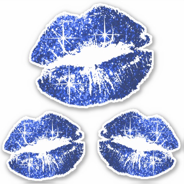Blue Glitter Lips - Kiss-Cut Sticker (Front)