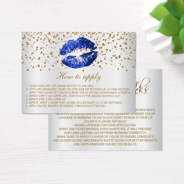 Blue Glitter Lips on White Instructions (Desk)