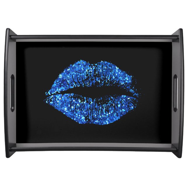 Blue Glitter Lips Serving Tray (Front)
