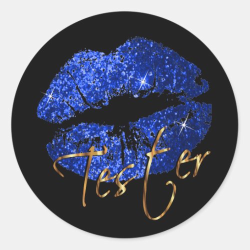 Blue Glitter Lips _ Tester Classic Round Sticker