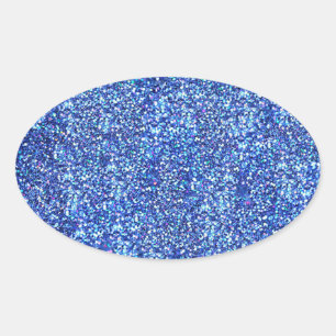 Blue Glitter Look Blank Glamorous Modern Template Oval Sticker