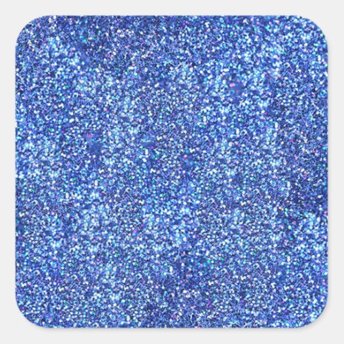Blue Glitter Look Blank Template Glamorous Classic Square Sticker