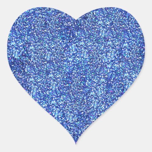 Blue Glitter Look Blank Template Glamorous Modern Heart Sticker