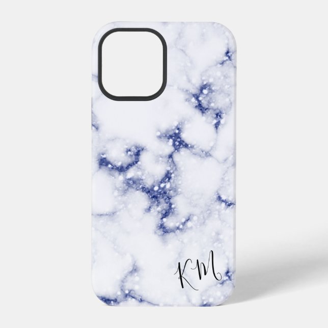 Blue Glitter Marble Personalized Iphone Case (Back)
