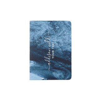  Blue Glitter Modern Abstract Personalized    Passport Holder