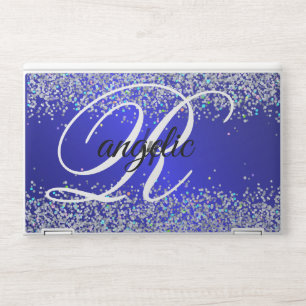   blue  Glitter Monogram HP EliteBook X360 1030 HP Laptop Skin