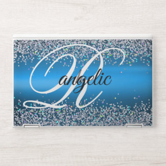 blue Glitter Monogram HP EliteBook X360 1030 HP Laptop Skin