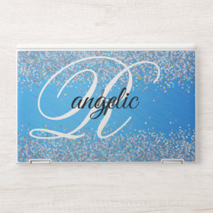 blue Glitter Monogram HP EliteBook X360 1030 Laptop Skin
