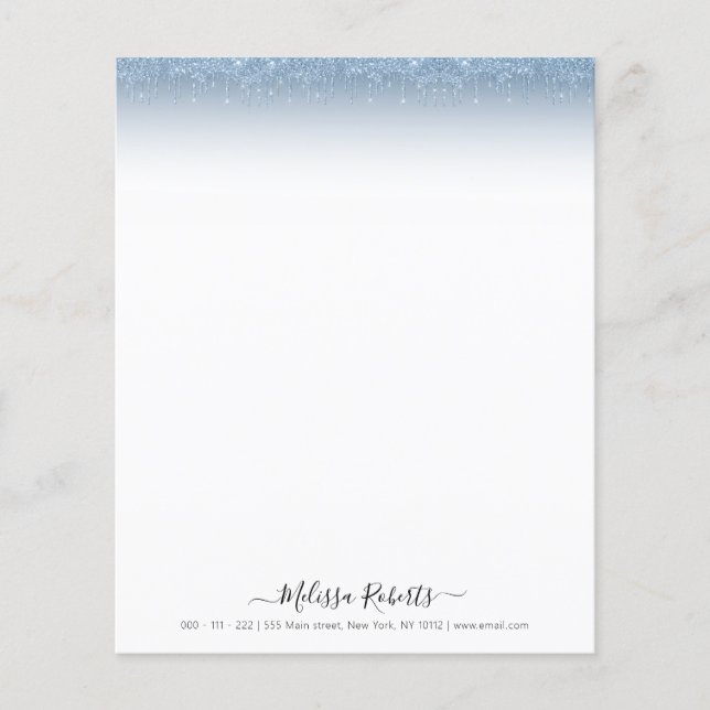 blue glitter name script letterhead (Front)