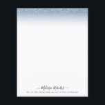 blue glitter name script letterhead<br><div class="desc">blue and white elegant glitter with name script.</div>