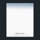 blue glitter name script letterhead<br><div class="desc">blue and white elegant glitter with name script.</div>