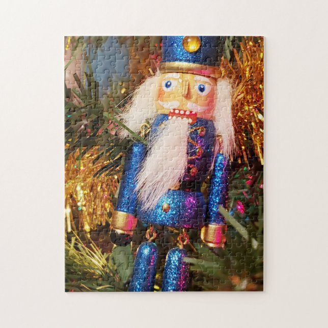 Blue Glitter Nutcracker soldier christmas ornament Jigsaw Puzzle (Vertical)