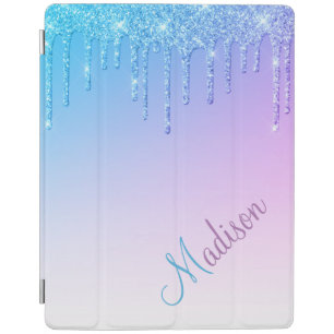 Blue Glitter Ombré Glam Sparkles Name iPad Smart Cover