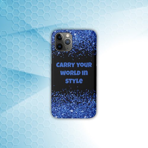 Blue Glitter on Black _ simple  iPhone 11 Pro Case