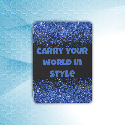 Blue Glitter on Black - simple | iPad Air Cover