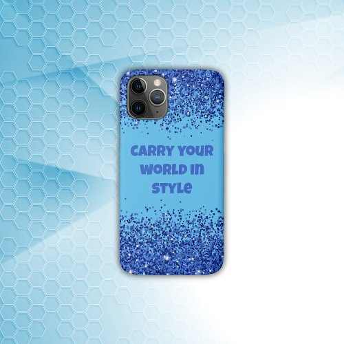 Blue Glitter on Blue _ simple  iPhone 11 Pro Case