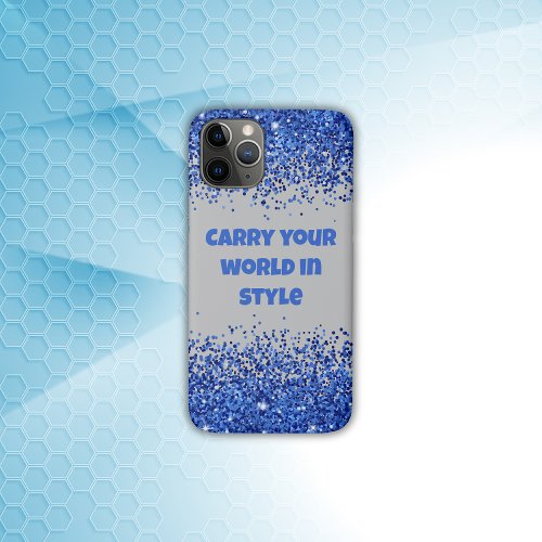 Blue Glitter on Gray _ simple  iPhone 11 Pro Case