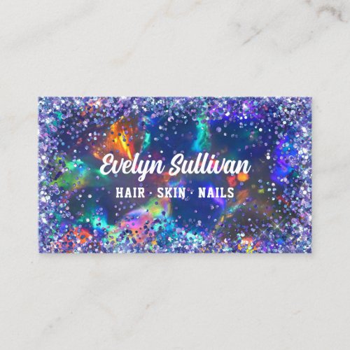 Blue Glitter Opal Business Card