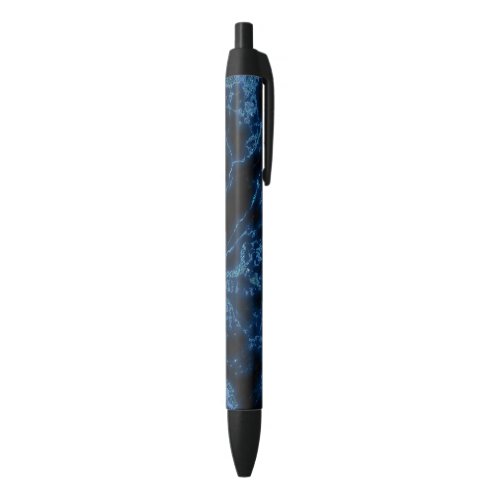 Blue Glitter Over Black Background Black Ink Pen