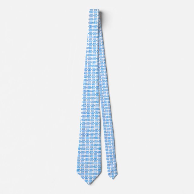 Blue Glitter Overlap Diamond Pattern Neck Tie (Front)