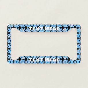 Blue Glitter Overlap Diamond Pattern Personalized License Plate Frame