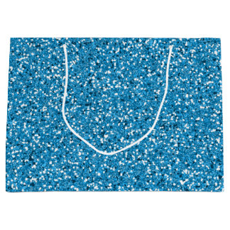 Blue Glitter Pattern Look-like Large Gift Bag
