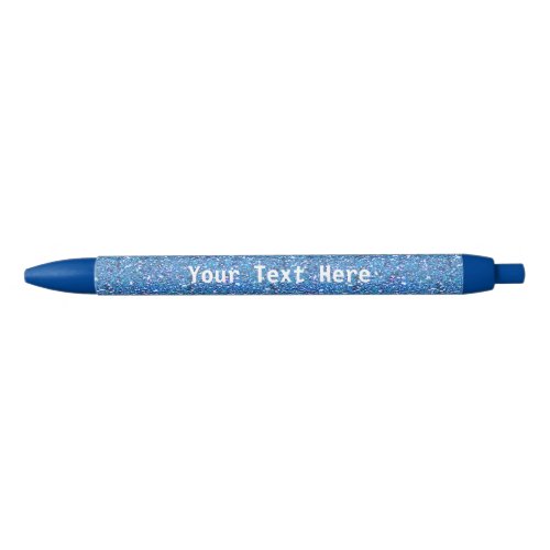 Blue glitter pen with personalized custom text