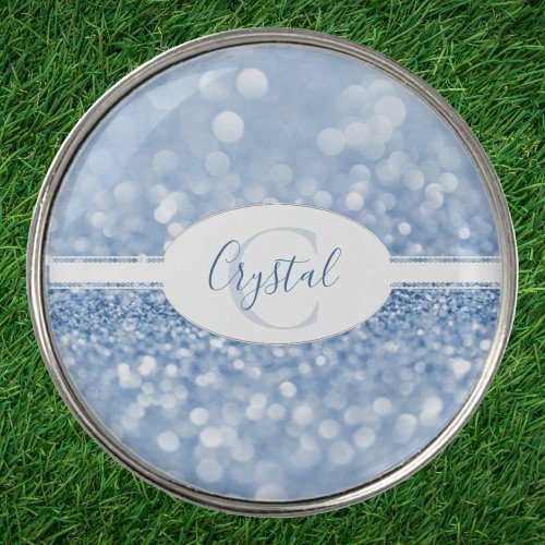 Blue Glitter Personalize Golf Ball Marker