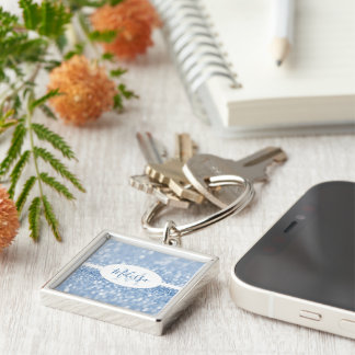 Blue Glitter Personalize Keychain