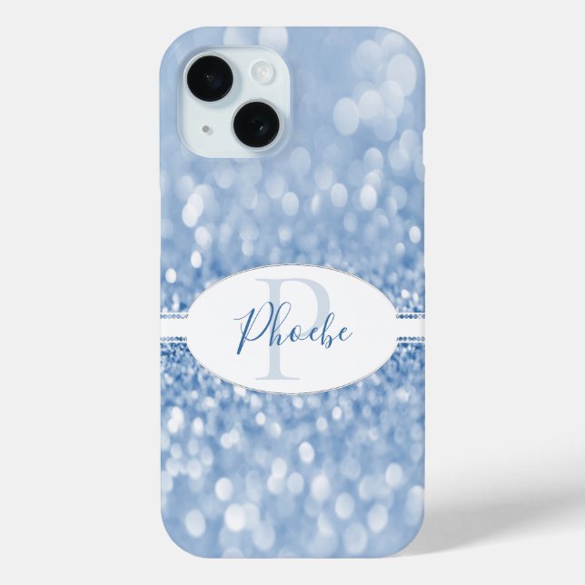 Blue Glitter Personalize Samsung Galaxy Case (Back)