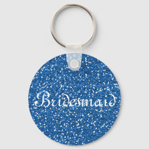 Blue Glitter Personalized Bridesmaid Keychain
