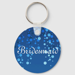Blue Glitter Personalized Bridesmaid Keychain