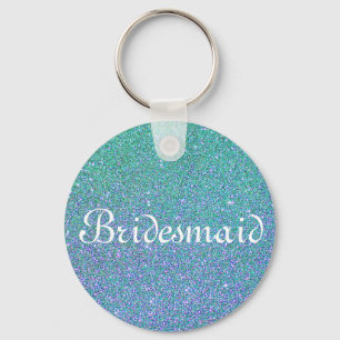 Blue Glitter Personalized Bridesmaid Keychain