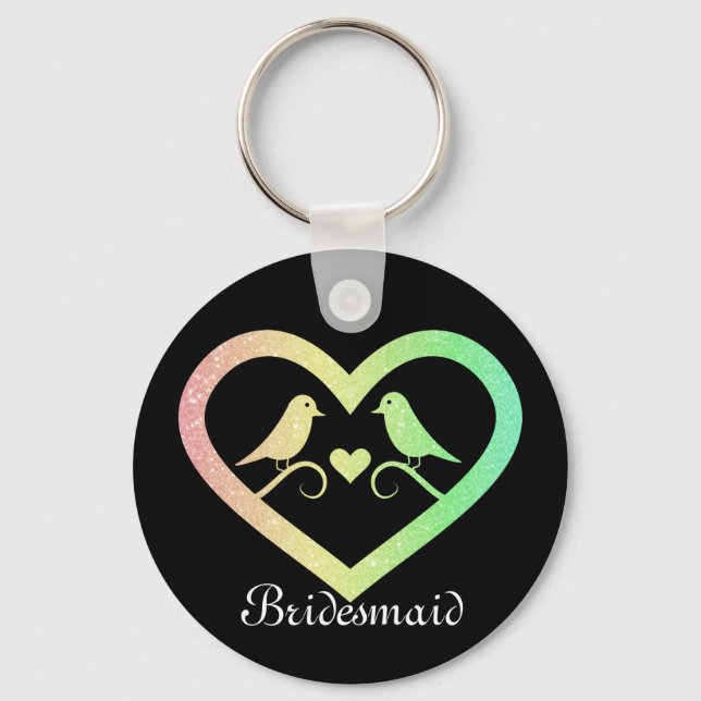 Blue Glitter Personalized Bridesmaid Keychain (Front)