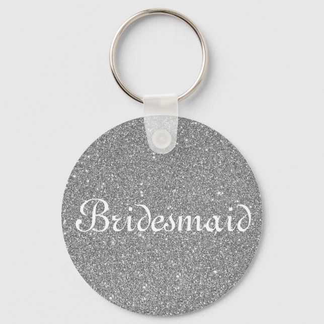 Blue Glitter Personalized Bridesmaid Keychain (Front)