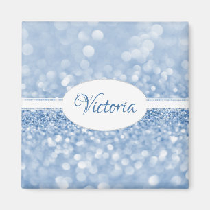 Blue Glitter Personalized Magnet