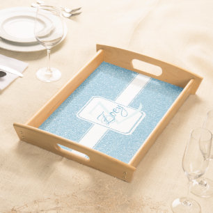 Blue Glitter Personalized Serving Tray