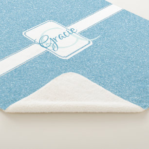 Blue Glitter Personalized Sherpa Blanket