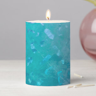 Blue Glitter Pillar Candle